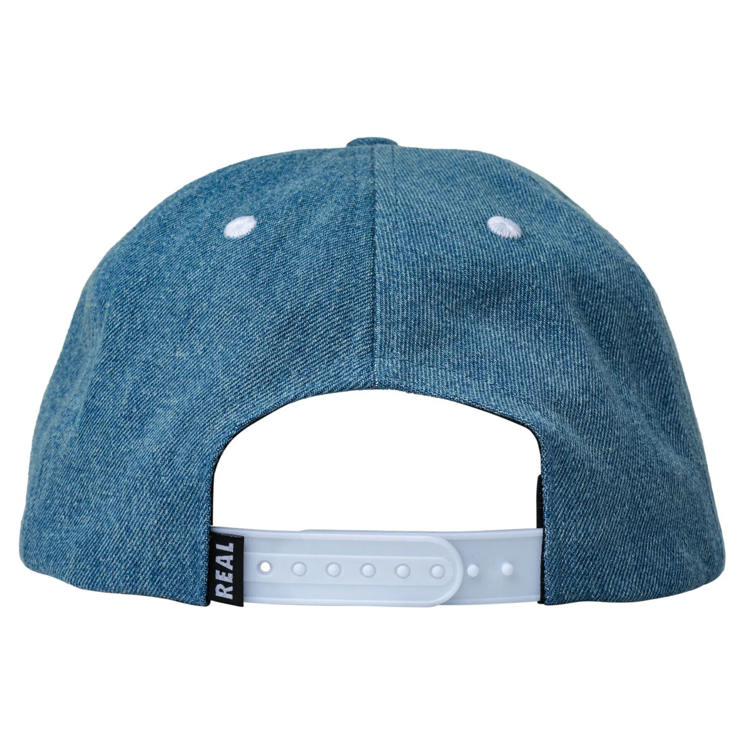 Real Skateboards Hat Street Cleaner Snapback Bleached Denim Blue - Image 2