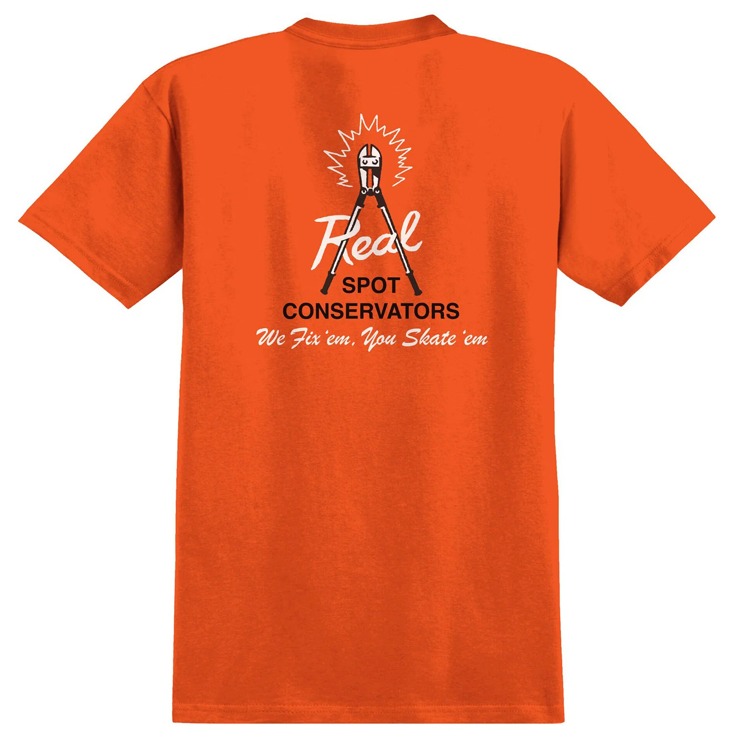 Real Skateboards Shirt Spot Conservators Orange/White/Black