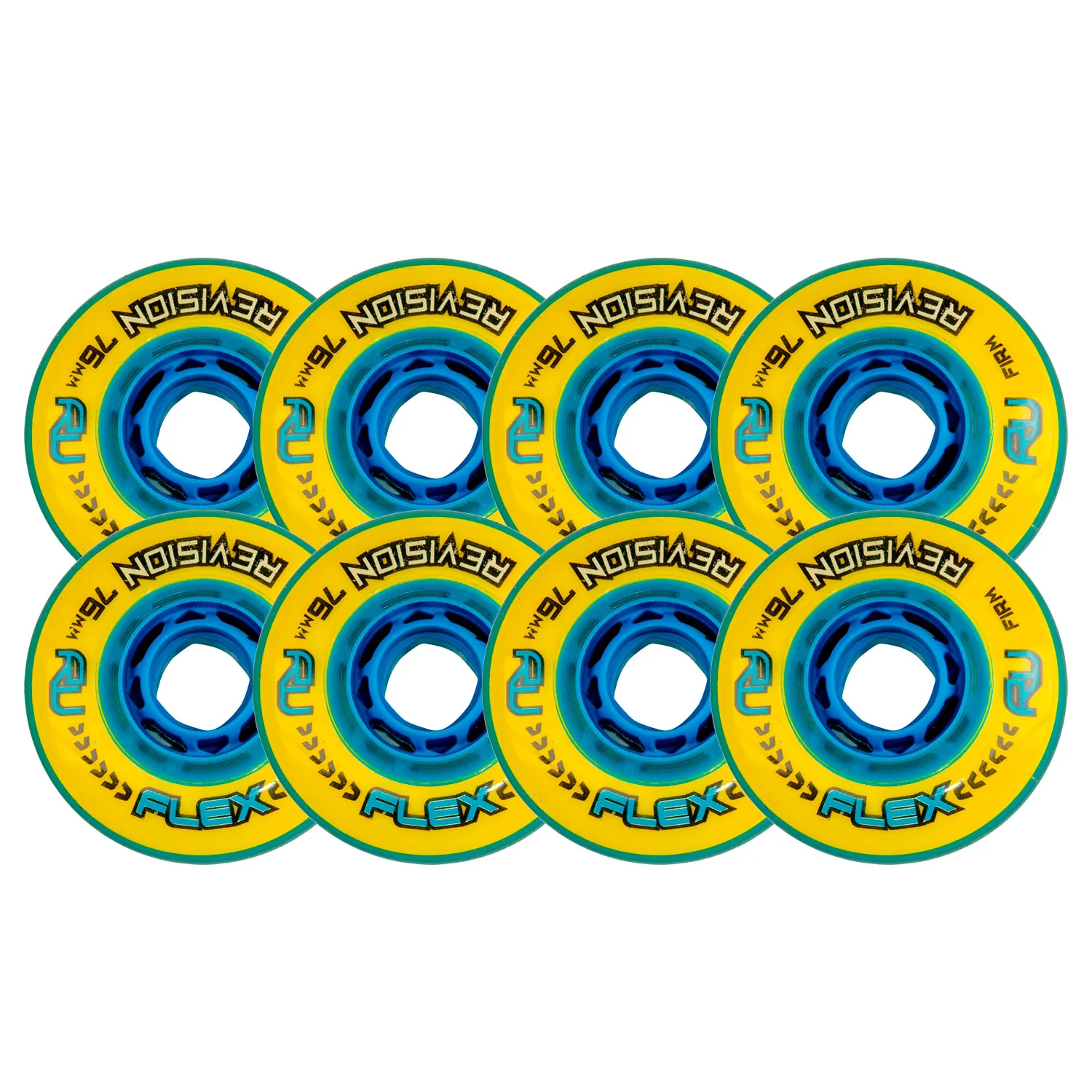 Revision Roller Hockey Wheels Indoor 76mm Flex Firm Yellow 8-Pack