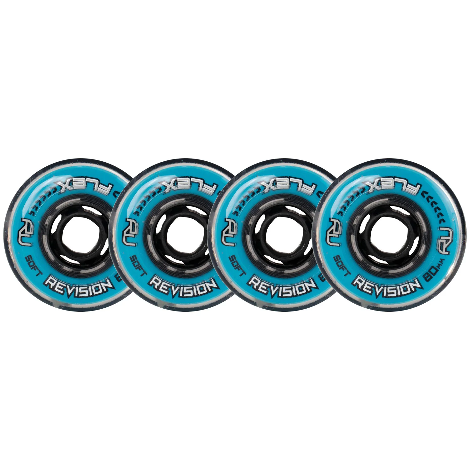 Revision Roller Hockey Wheels Indoor 80mm Flex Soft Blue 4-Pack