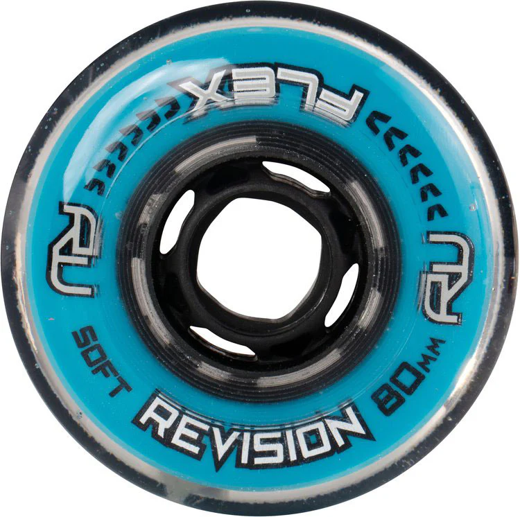 Revision Roller Hockey Wheels Indoor 80mm Flex Soft Blue 4-Pack - Image 2