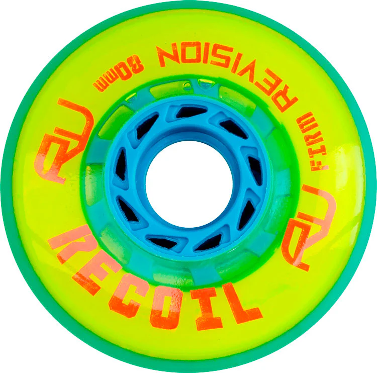 Revision Roller Hockey Wheels Indoor 80mm Recoil Firm Yellow 8-Pack - Image 2