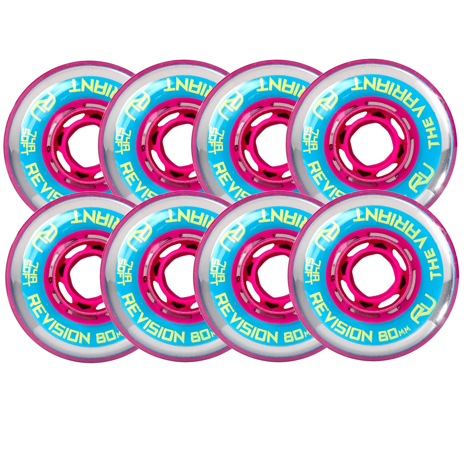 Revision Roller Hockey Wheels Indoor 80mm Variant Soft 74A 8-Pack