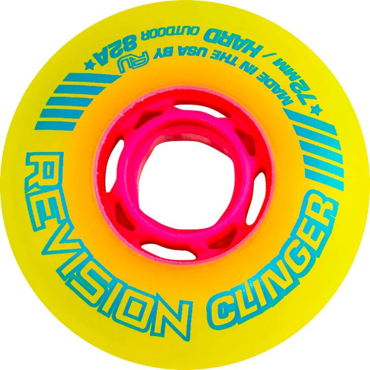 Revision Roller Hockey Wheels Outdoor 72mm Clinger 82A Yellow 4-Pack - Image 2