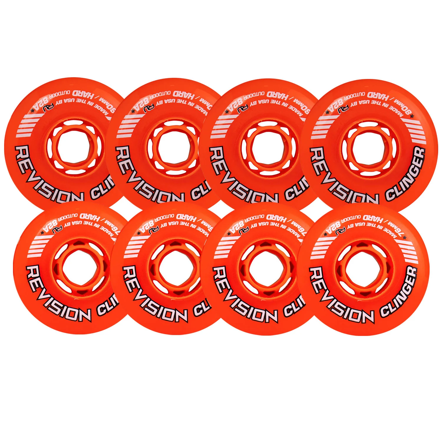 Revision Roller Hockey Wheels Outdoor 76/80 HiLo Clinger 82A Orange 8-Pack