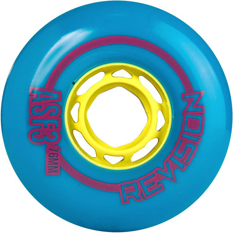 Revision Roller Hockey Wheels Outdoor 76mm Asphalt 90A Blue 8-Pack - Image 2