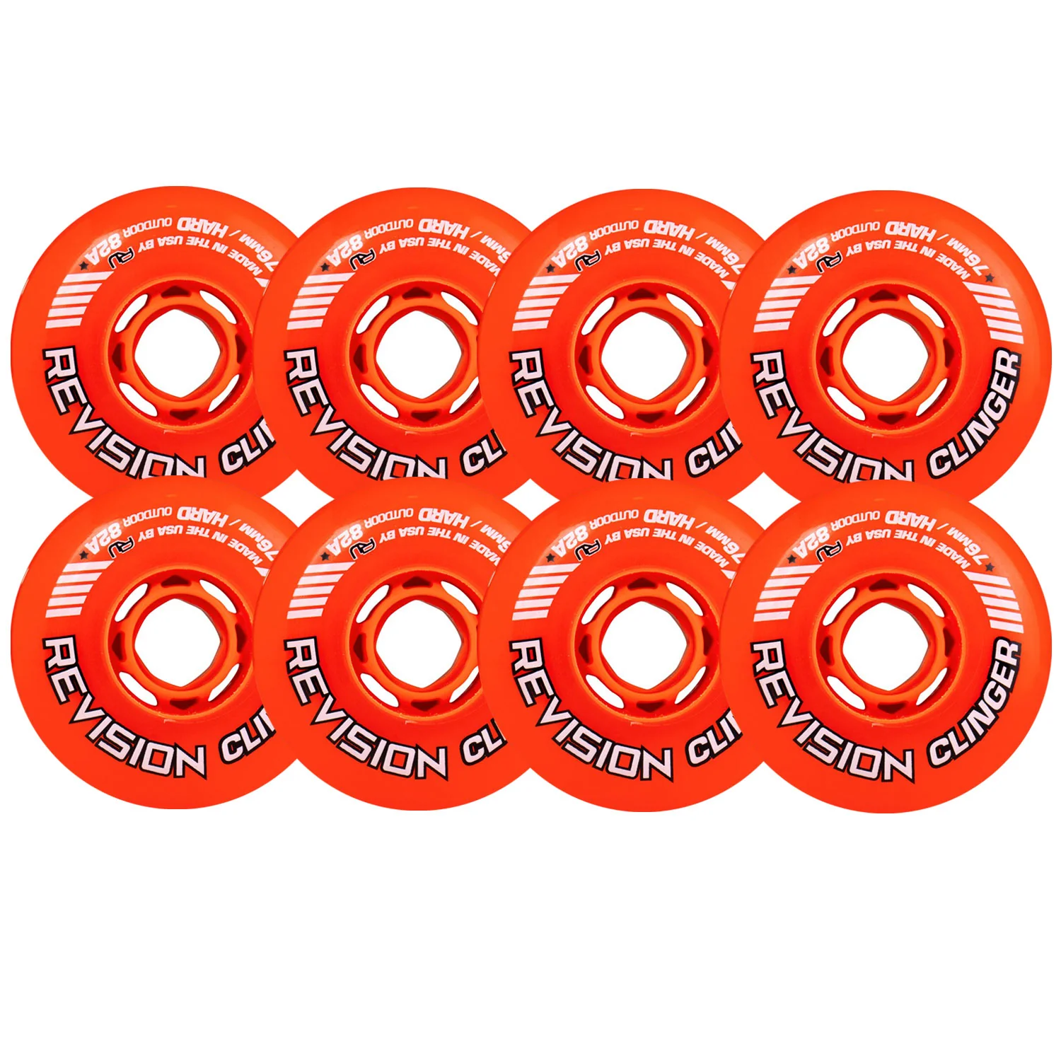 Revision Roller Hockey Wheels Outdoor 76mm Clinger 82A Orange 8-Pack