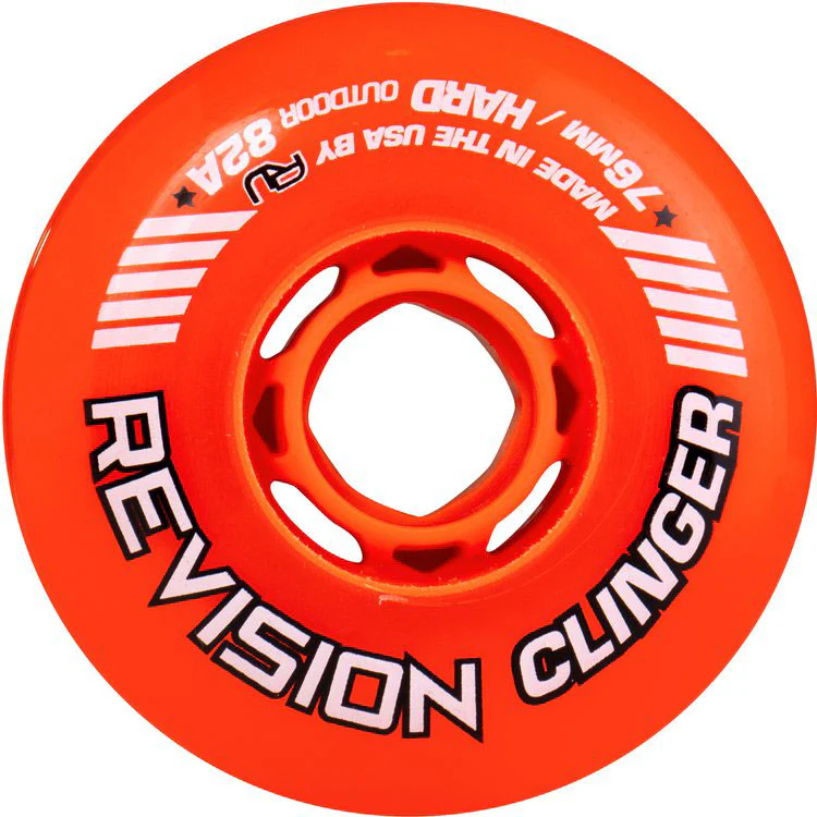 Revision Roller Hockey Wheels Outdoor 76mm Clinger 82A Orange Single Wheel