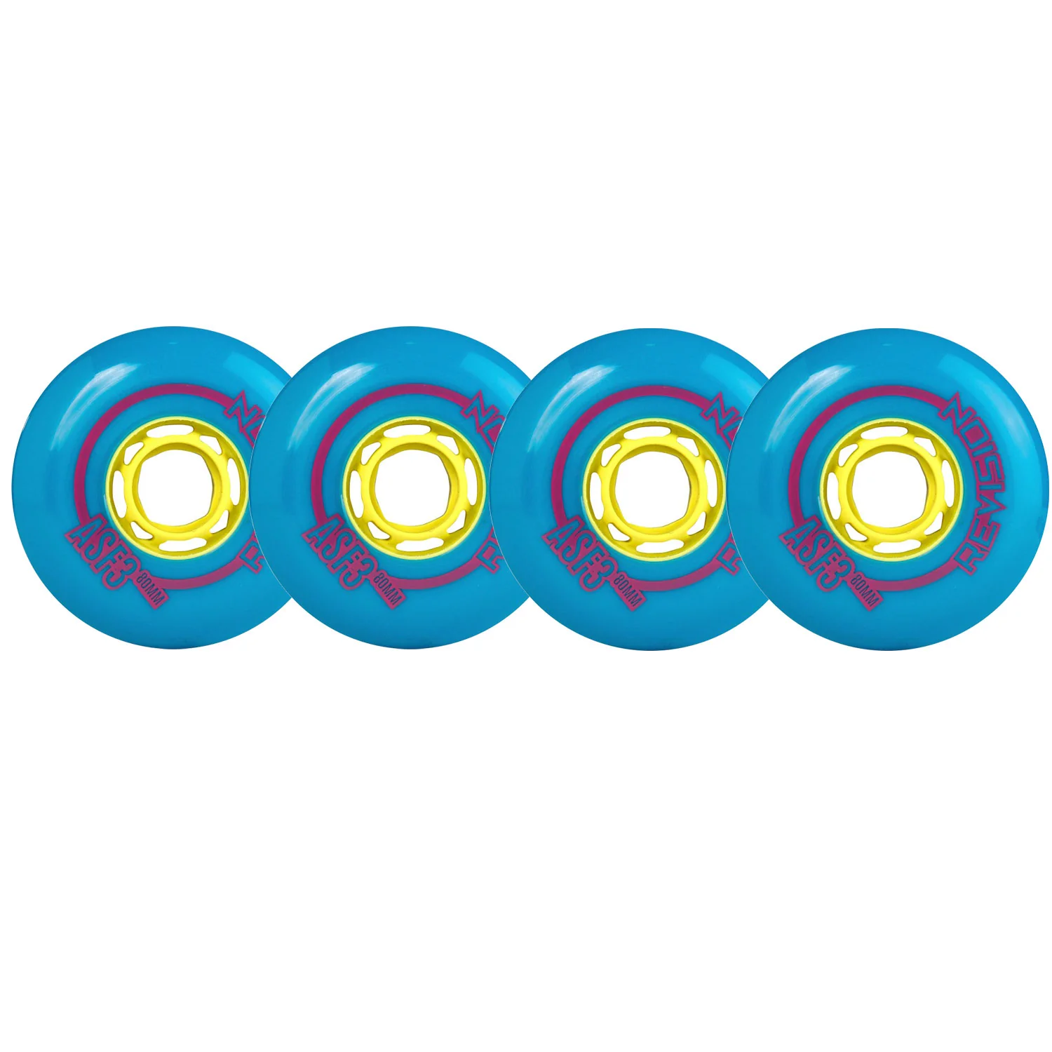 Revision Roller Hockey Wheels Outdoor 80mm Asphalt 90A Blue 4-Pack