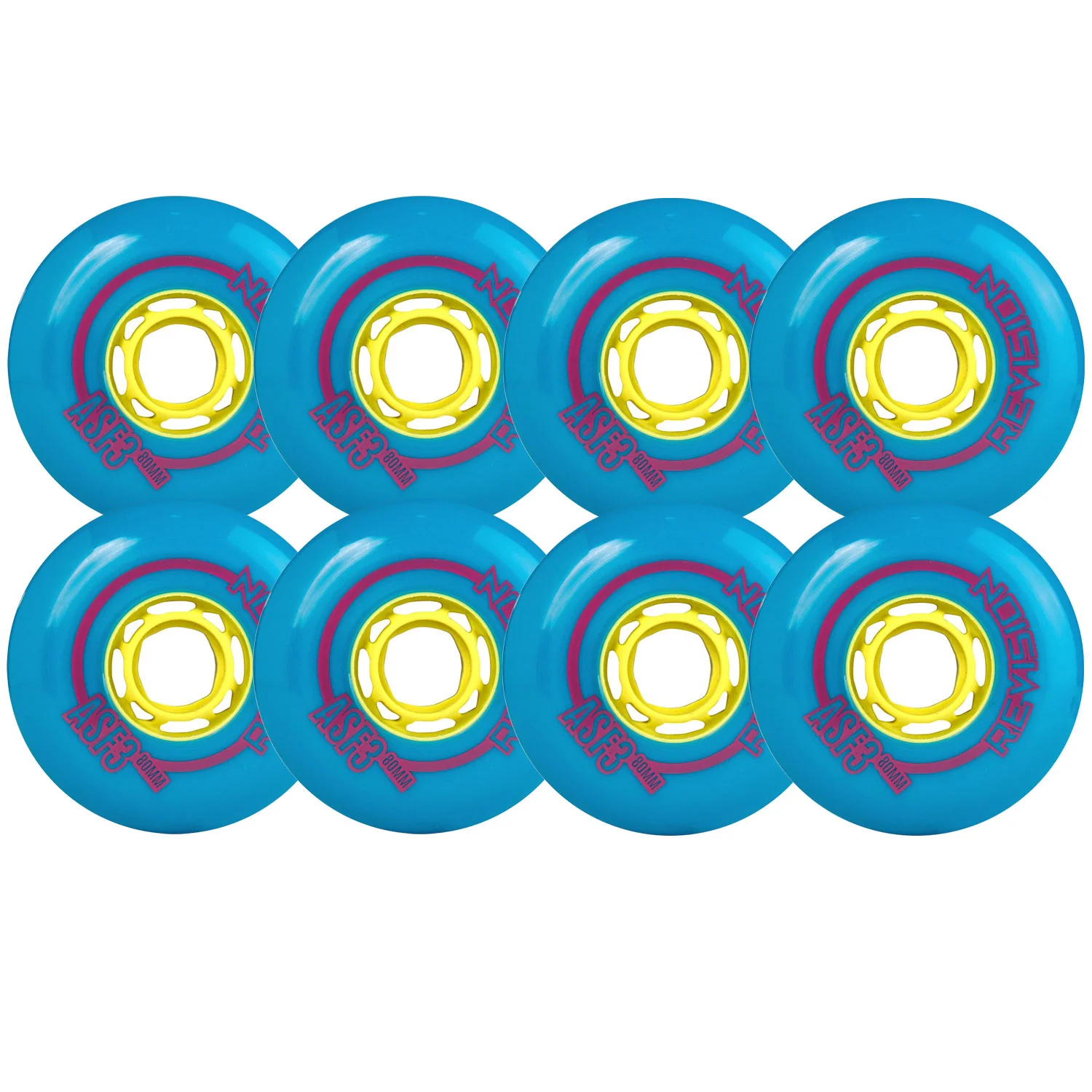 Revision Roller Hockey Wheels Outdoor 80mm Asphalt 90A Blue 8-Pack