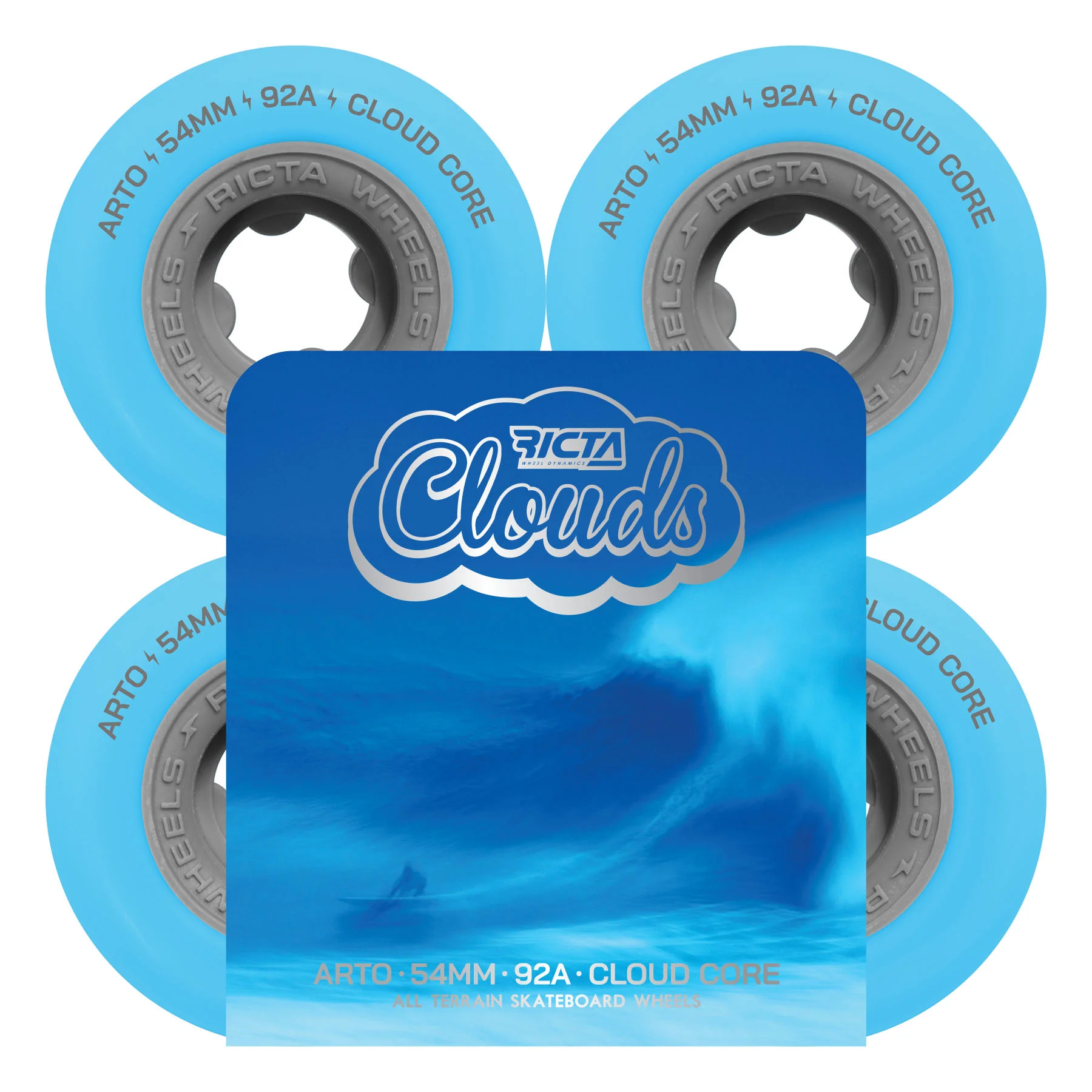 Ricta Skateboard Wheels 54mm Arto Saari Clouds 92A Light Blue - Image 5