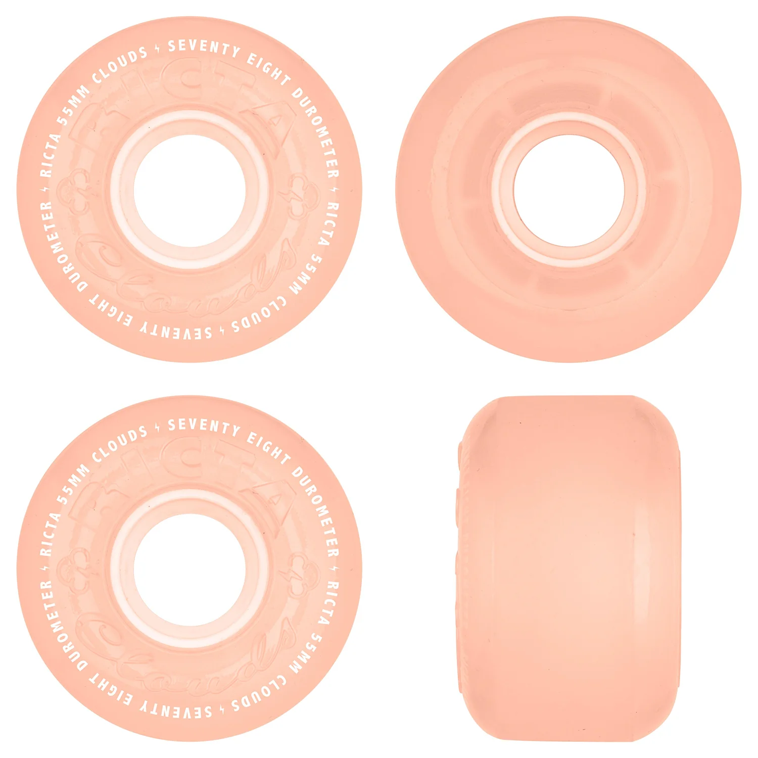 Ricta Skateboard Wheels 55mm Clouds 78A Glow in the Dark Red