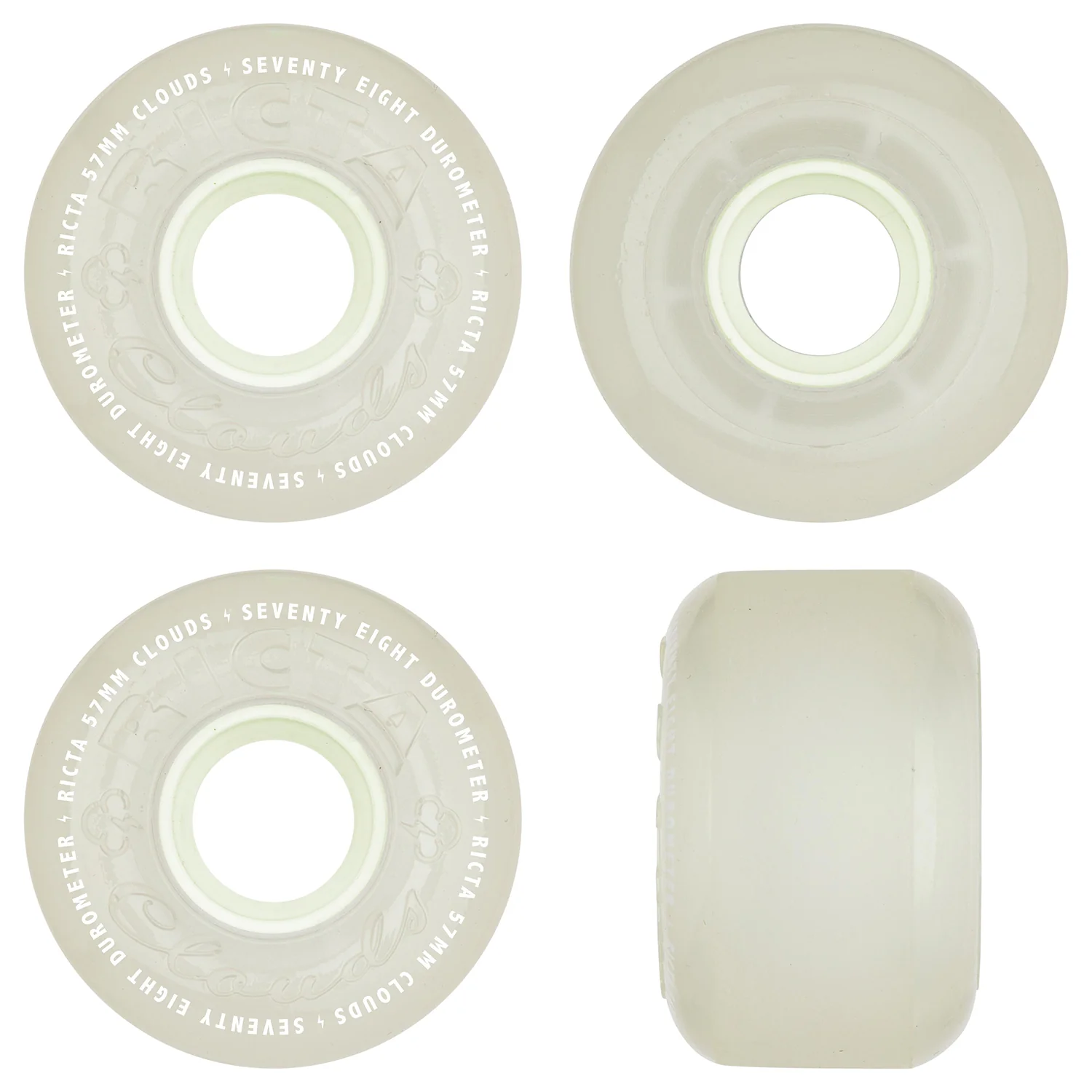 Ricta Skateboard Wheels 57mm Clouds 78A Glow in the Dark Aqua