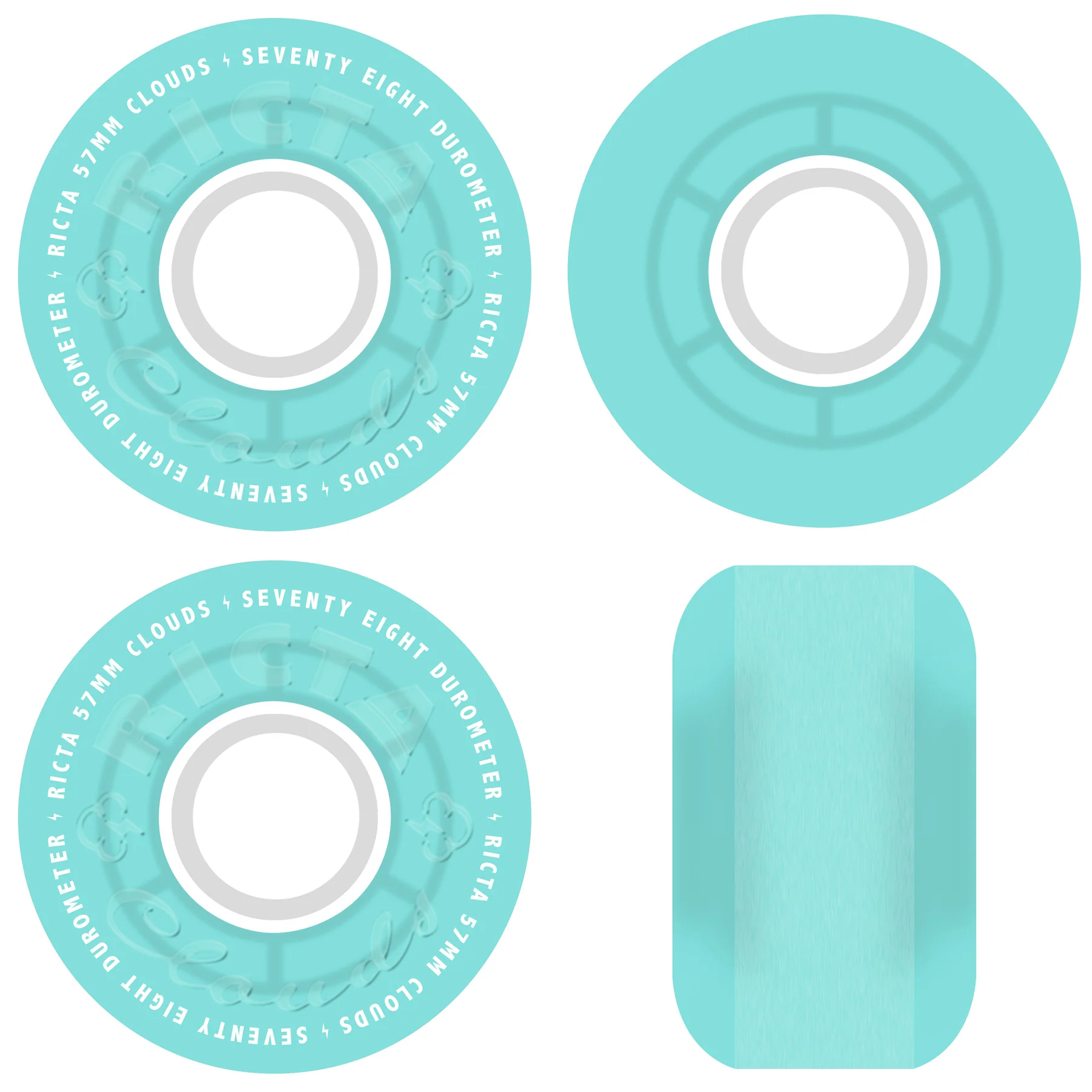 Ricta Skateboard Wheels 57mm Clouds 78A Transparent Aqua