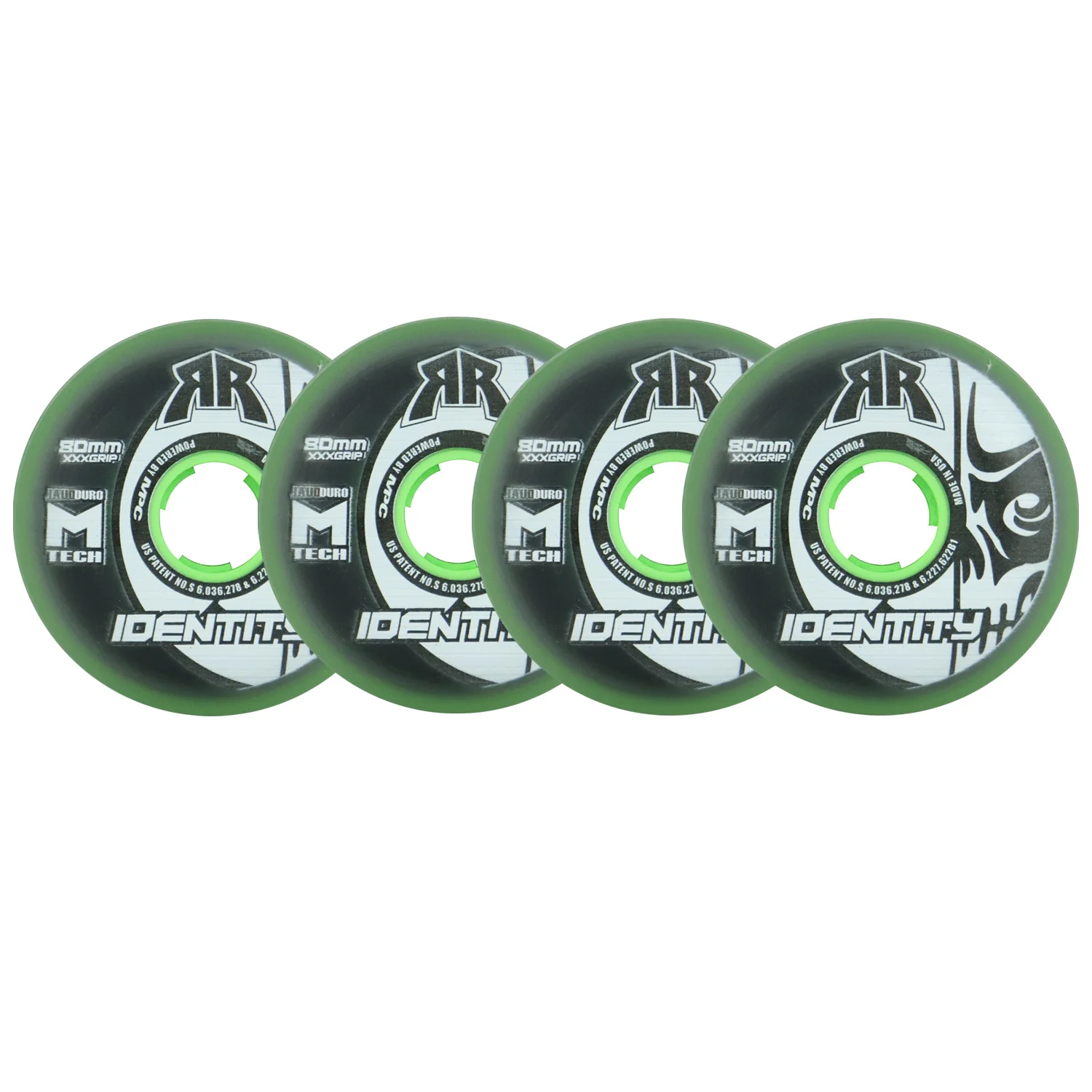 Rink Rat Roller Hockey Wheels - Identity XXX 80mm 76A Green (4-Pack)