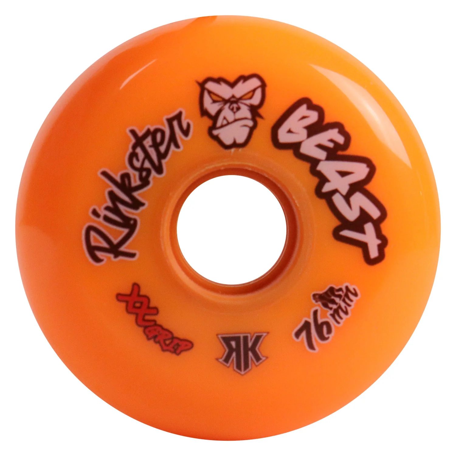 Rink Rat Roller Hockey Wheels Rinkster Beast 76mm / 80mm HiLo XX Grip Orange 8-Pack - Image 2