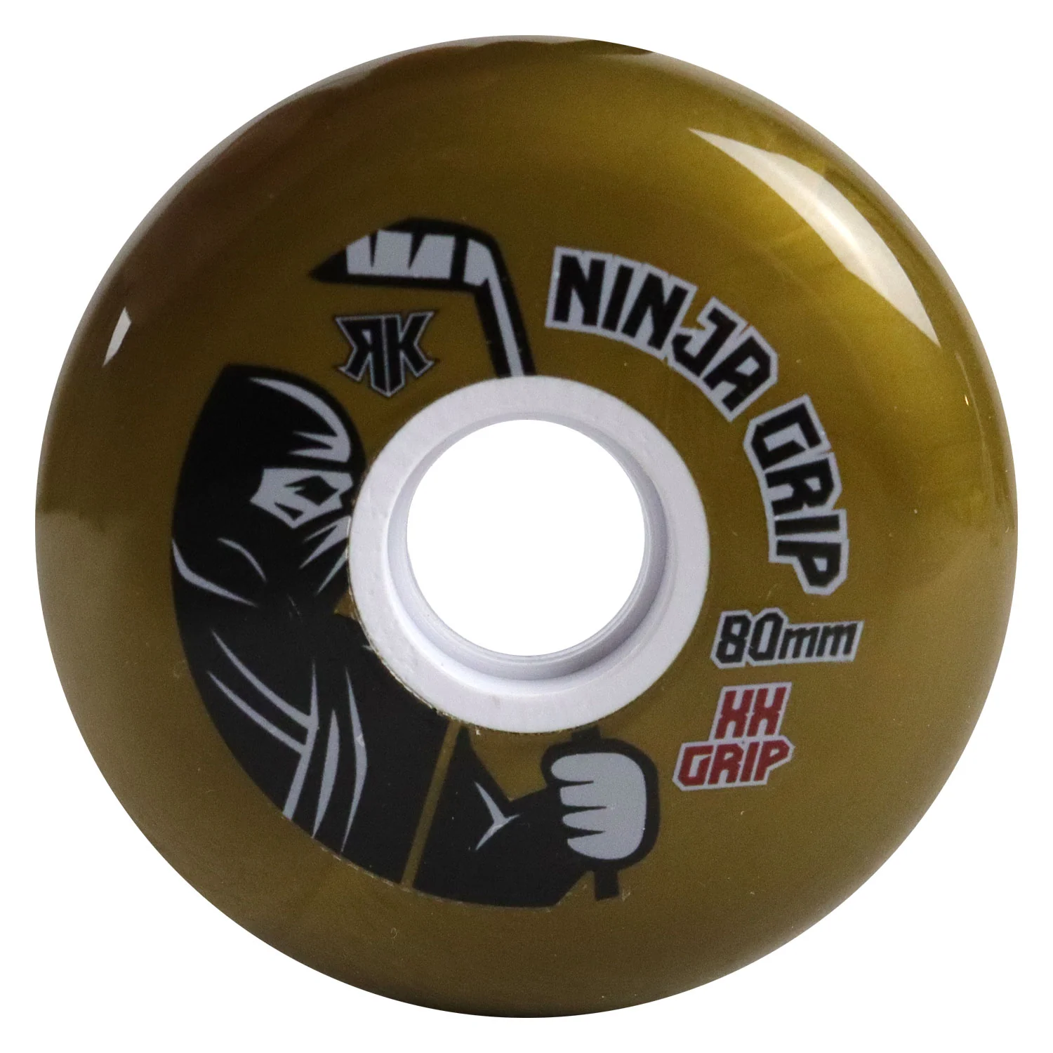 Rink Rat Roller Hockey Wheels Rinkster Ninja Grip 80mm XX Grip Gold 8-Pack - Image 2