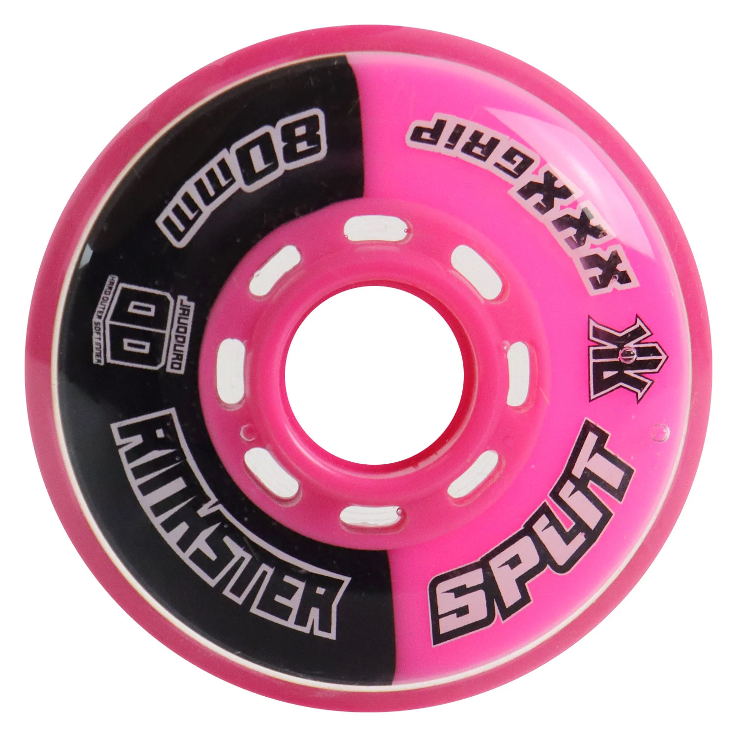 Rink Rat Roller Hockey Wheels Rinkster Split 80mm XXX Grip Black/Pink 8-Pack - Image 2