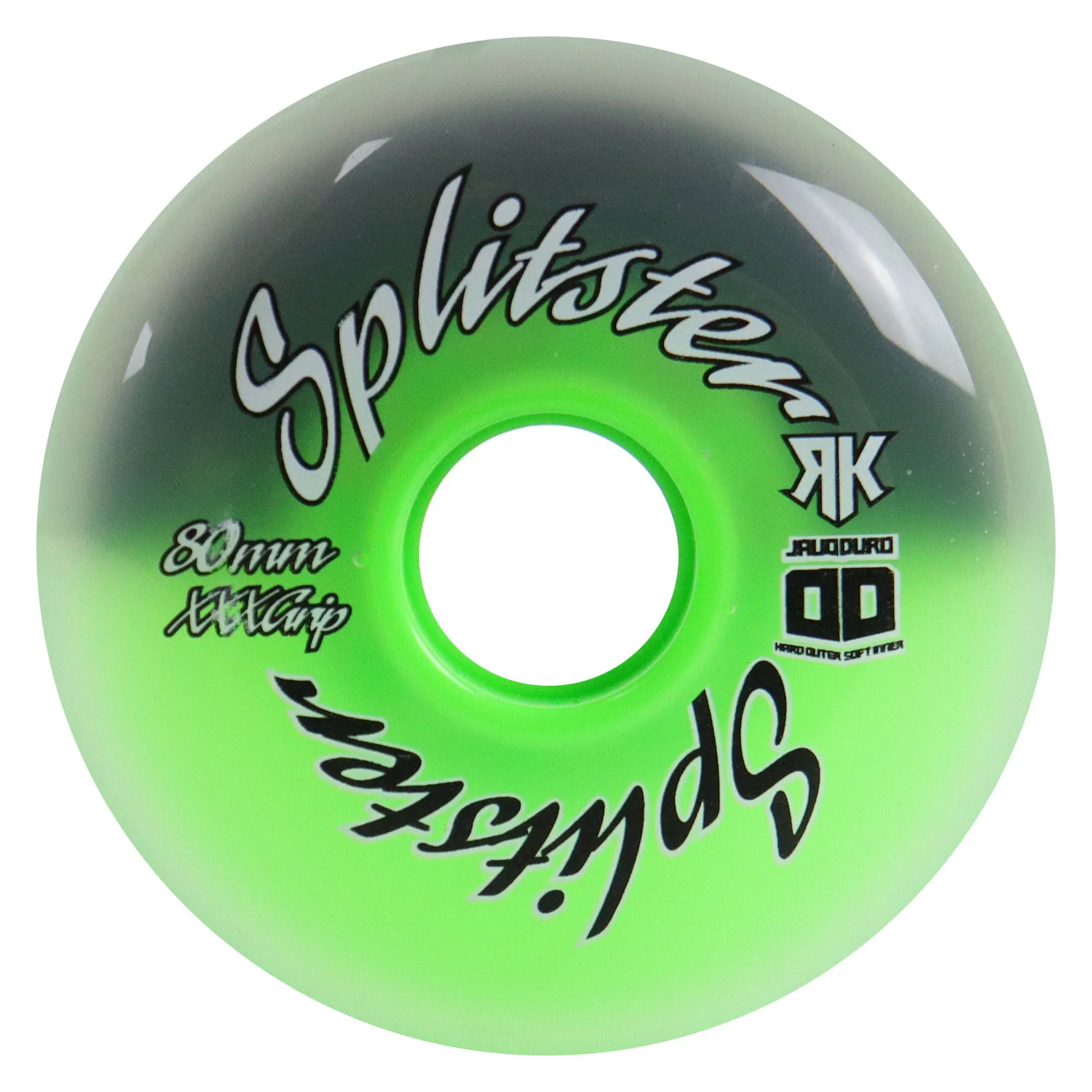 Rink Rat Roller Hockey Wheels Rinkster Splitster 76mm / 80mm HiLo XXX Grip Black/Green 8-Pack - Image 3