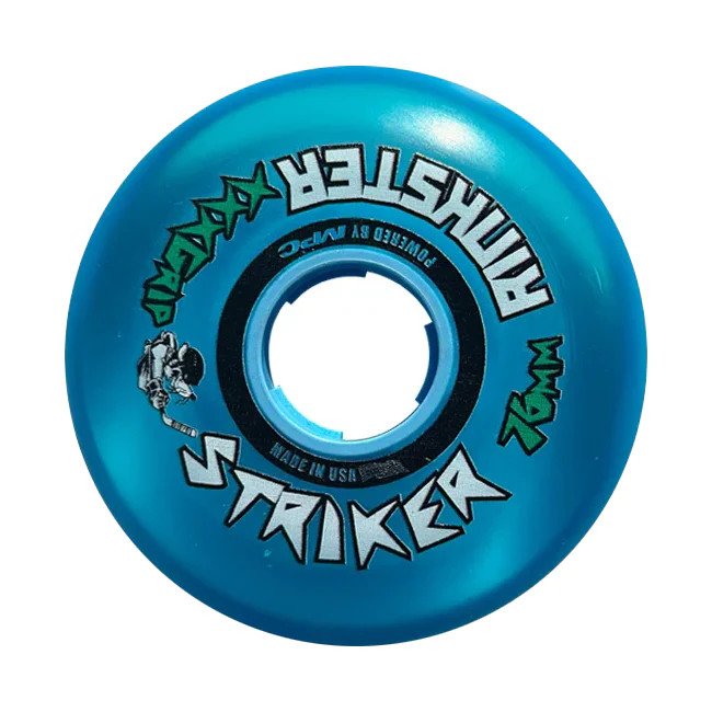 Rink Rat Roller Hockey Wheels Rinkster Striker 76mm / 80mm HiLo XXX Grip Blue 8-Pack - Image 2