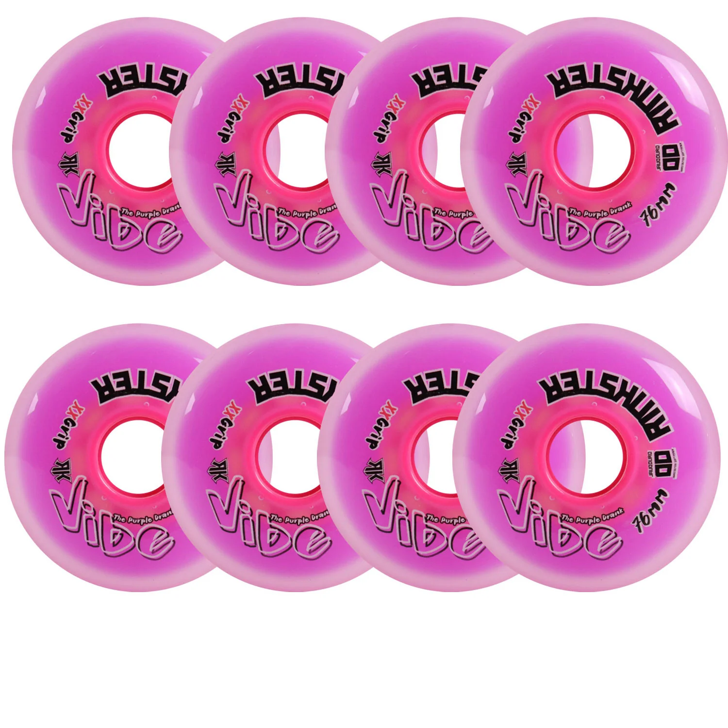 Rink Rat Roller Hockey Wheels Rinkster Vibe 76mm XX Grip Purple 8-Pack