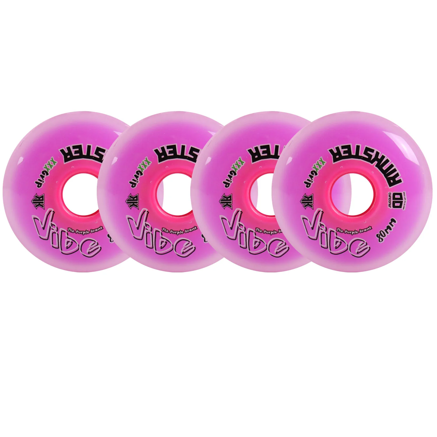 Rink Rat Roller Hockey Wheels Rinkster Vibe 80mm XXX Grip Purple 4-Pack