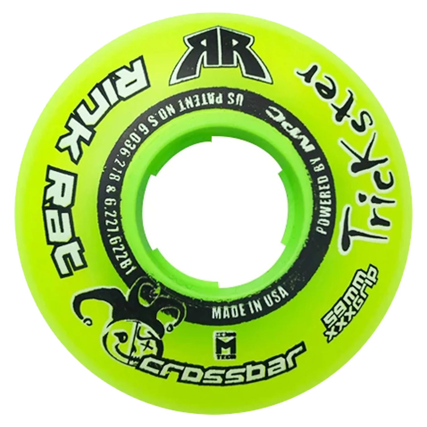 Rink Rat Roller Hockey Wheels - Trickster Crossbar 59mm 76A Green/Black (10-Pack) - Image 2
