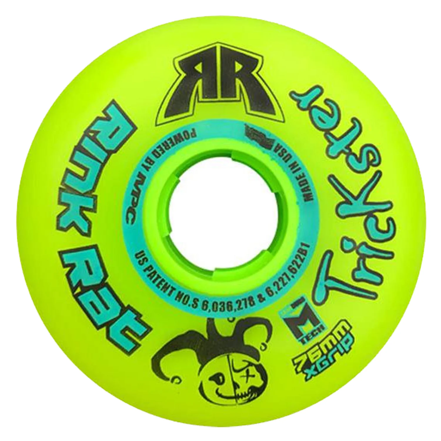 Rink Rat Roller Hockey Wheels - Trickster X 76/80 HiLo 84A Green/Blue (8-Pack) - Image 2