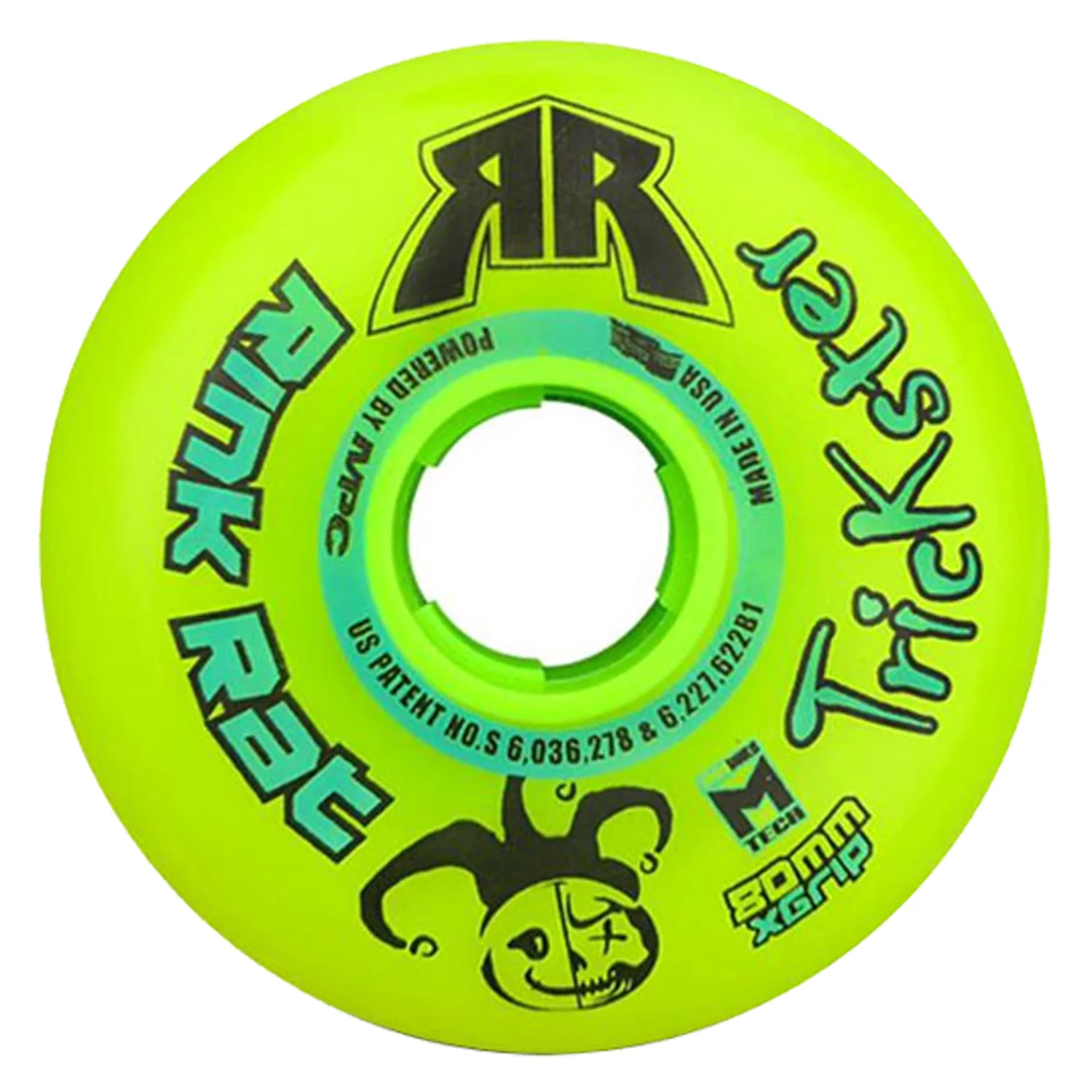 Rink Rat Roller Hockey Wheels - Trickster X 80mm 84A Green/Blue (8-Pack) - Image 2