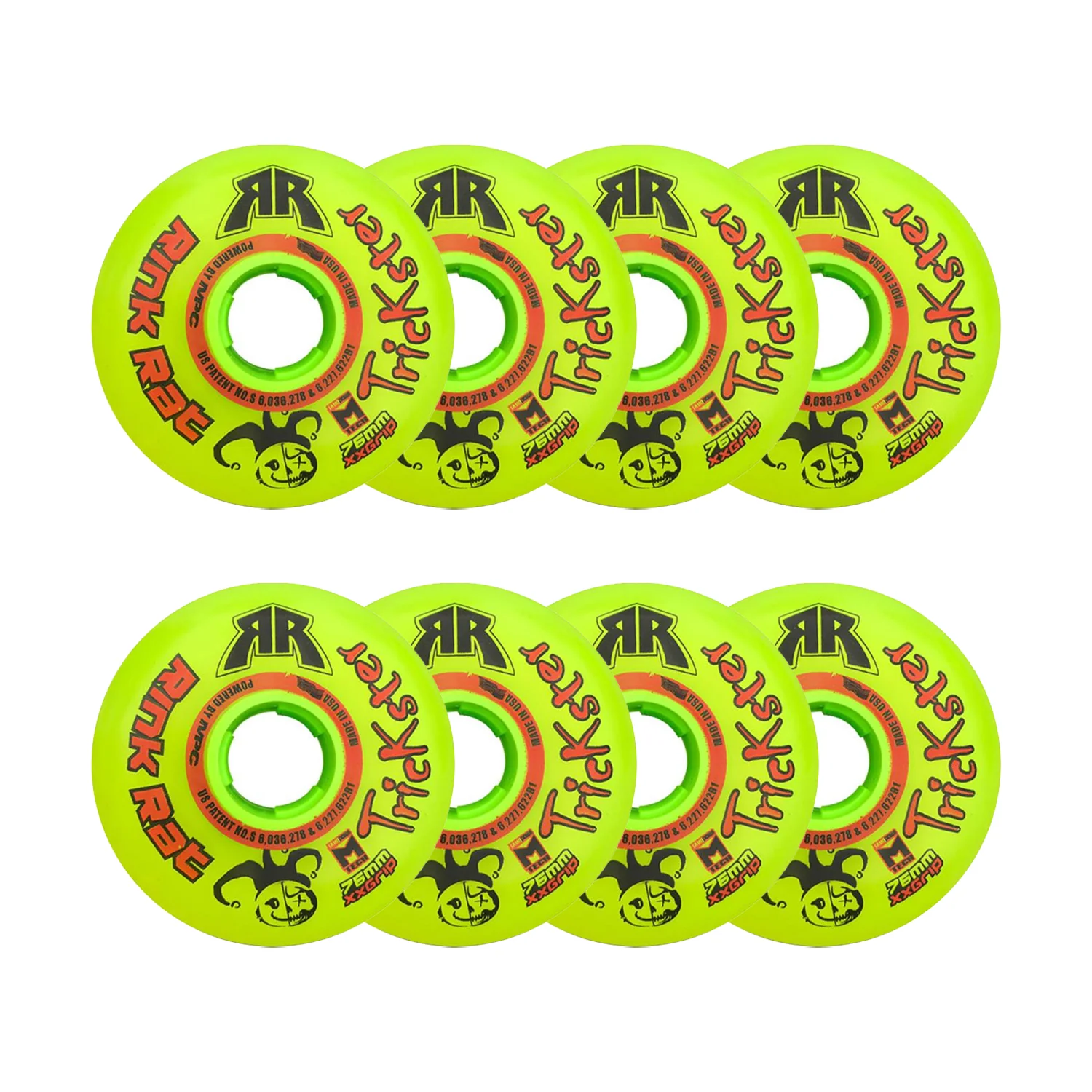 Rink Rat Roller Hockey Wheels - Trickster XX 76mm 79A Green/Red (8-Pack)