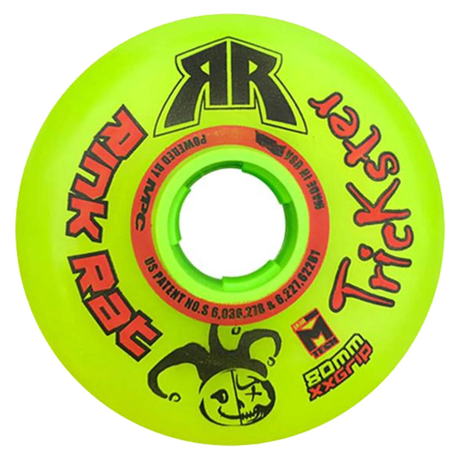 Rink Rat Roller Hockey Wheels - Trickster XX 80mm 79A Green/Red (4-Pack) - Image 2