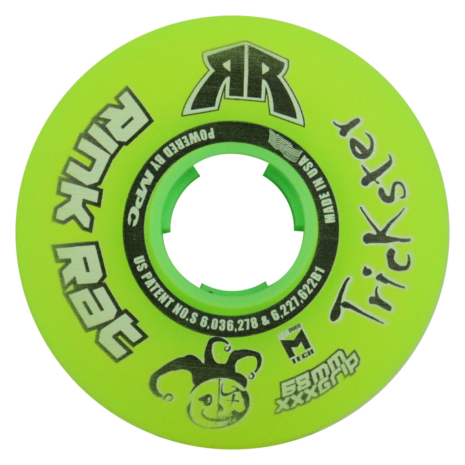 Rink Rat Roller Hockey Wheels - Trickster XXX 68/72 Youth HiLo 76A Green/Black (8-Pack) - Image 2