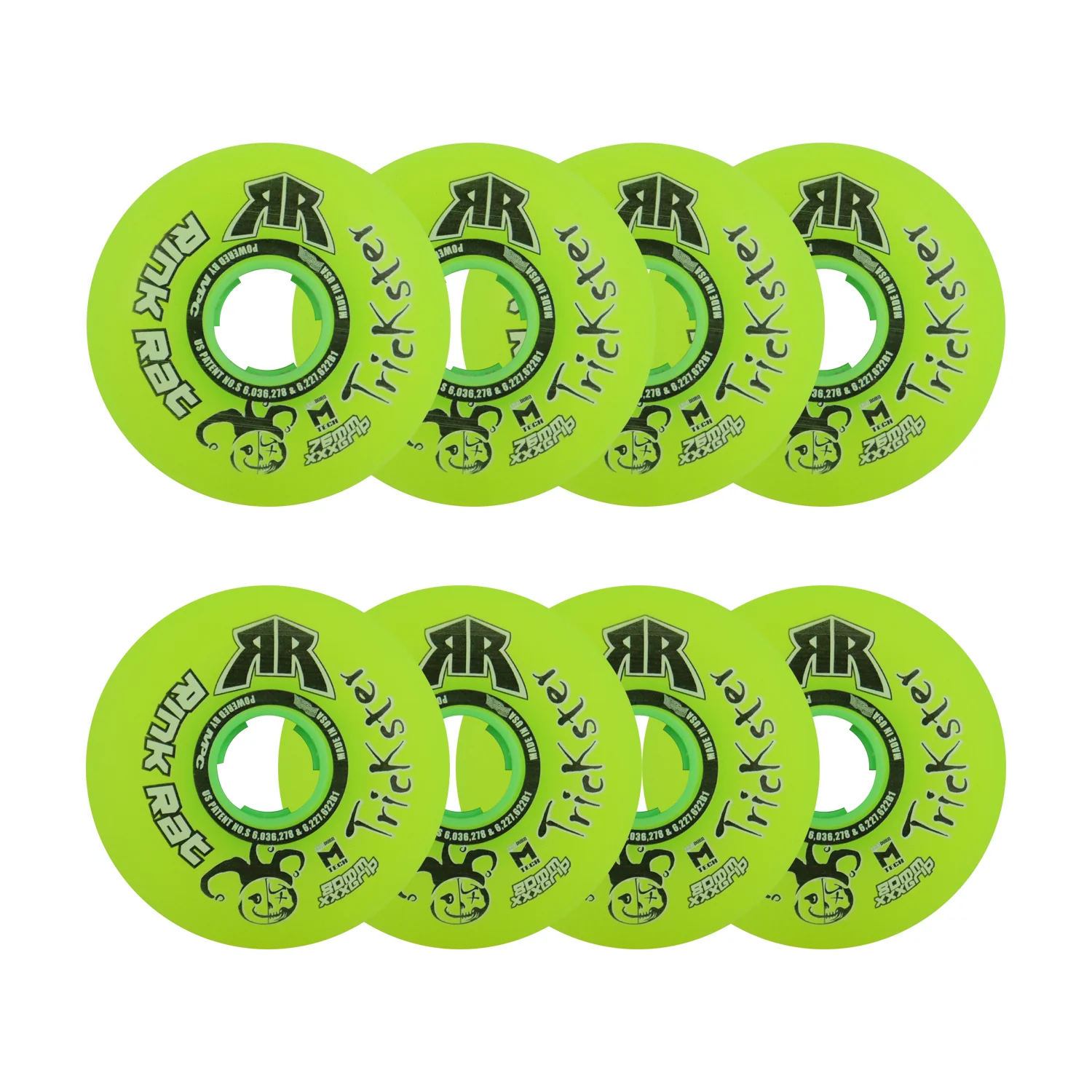 Rink Rat Roller Hockey Wheels - Trickster XXX 72/80 HiLo 76A Green/Black (8-Pack)