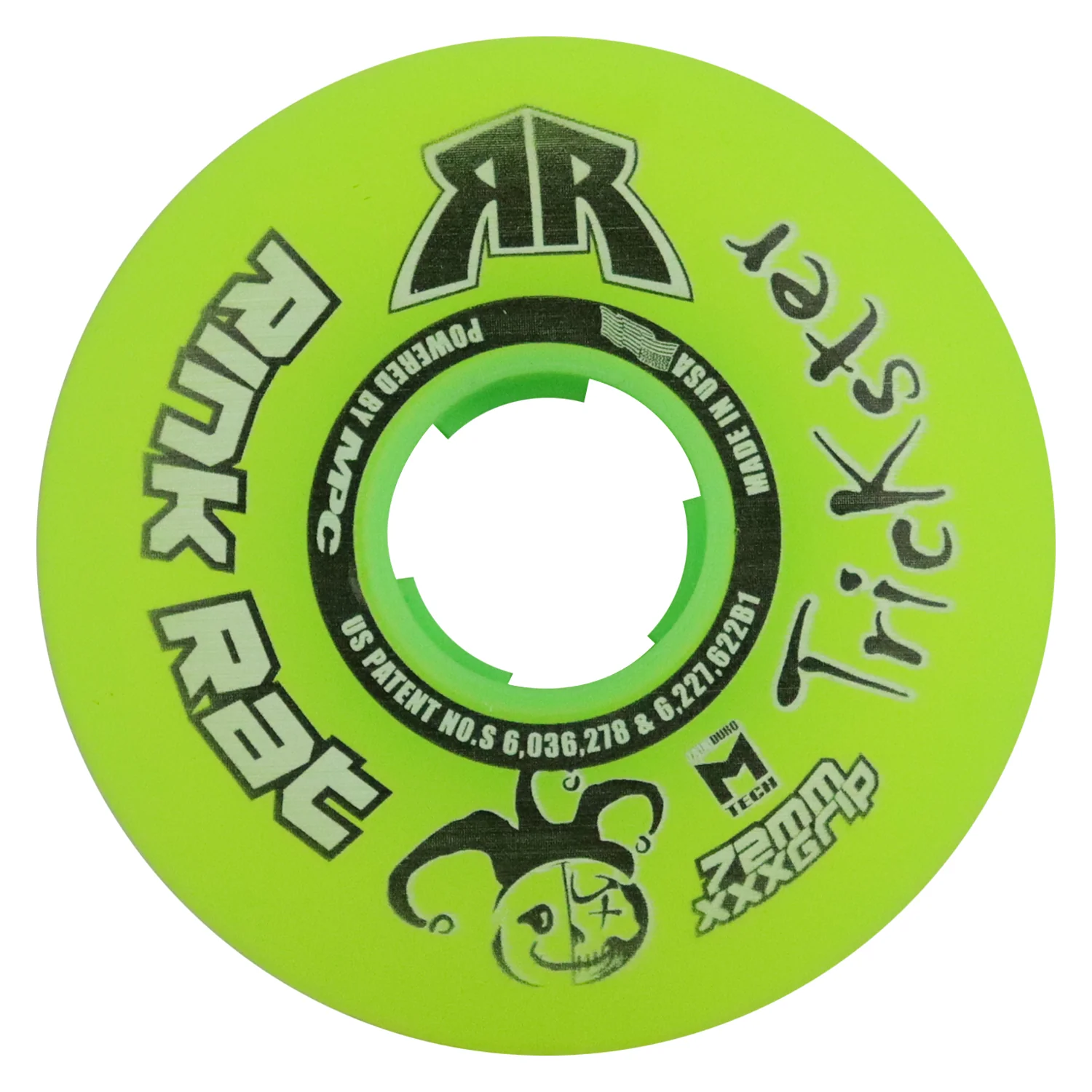Rink Rat Roller Hockey Wheels - Trickster XXX 72mm 76A Green/Black (8-Pack) - Image 2