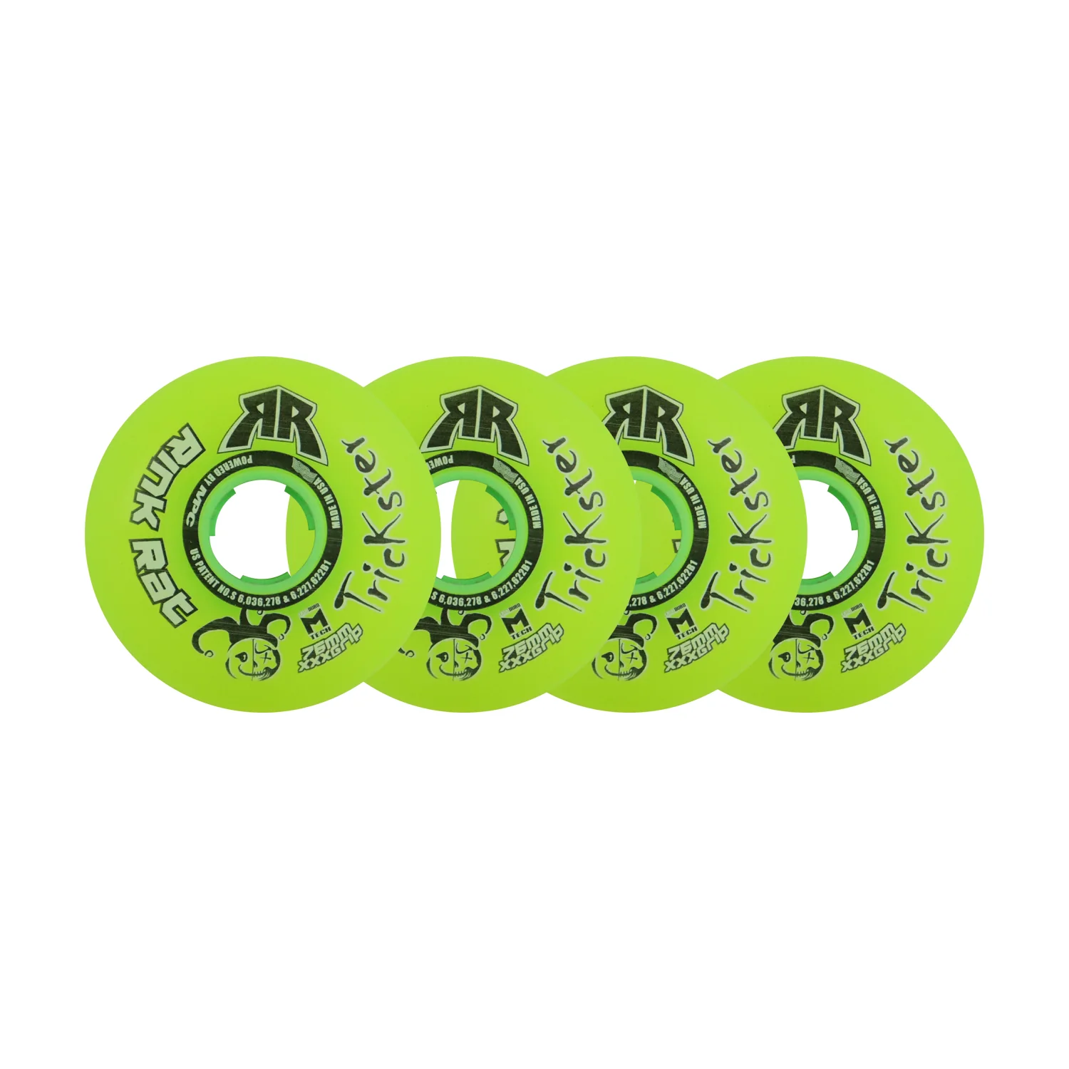 Rink Rat Roller Hockey Wheels - Trickster XXX 76mm 76A Green/Black (4-Pack)