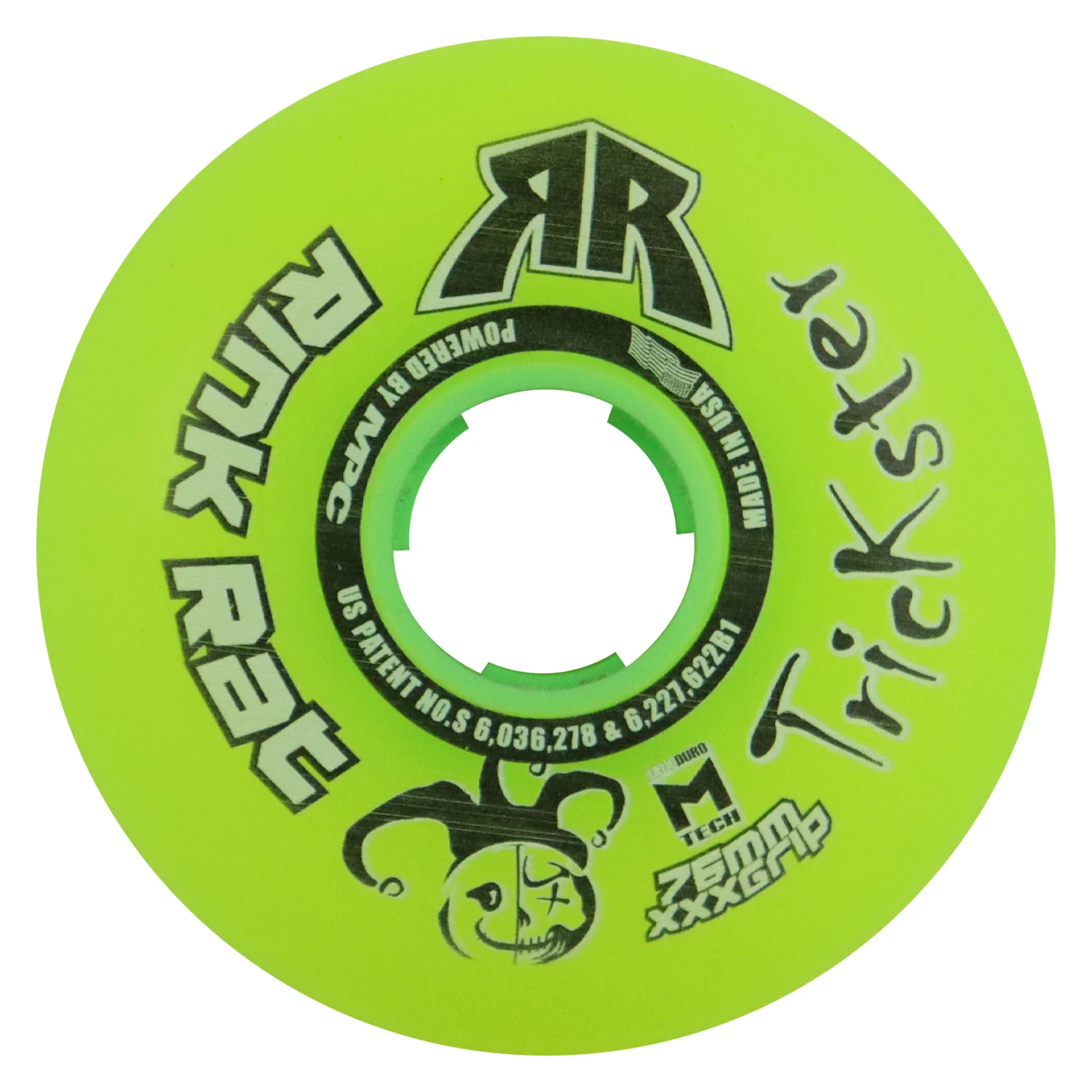 Rink Rat Roller Hockey Wheels - Trickster XXX 76mm 76A Green/Black (Single)