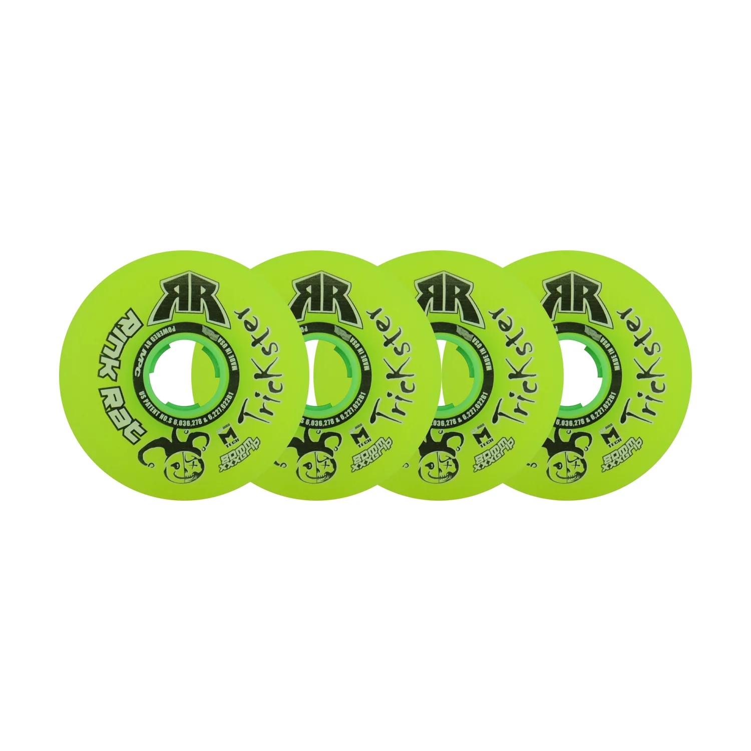 Rink Rat Roller Hockey Wheels - Trickster XXX 80mm 76A Green/Black (4-Pack)