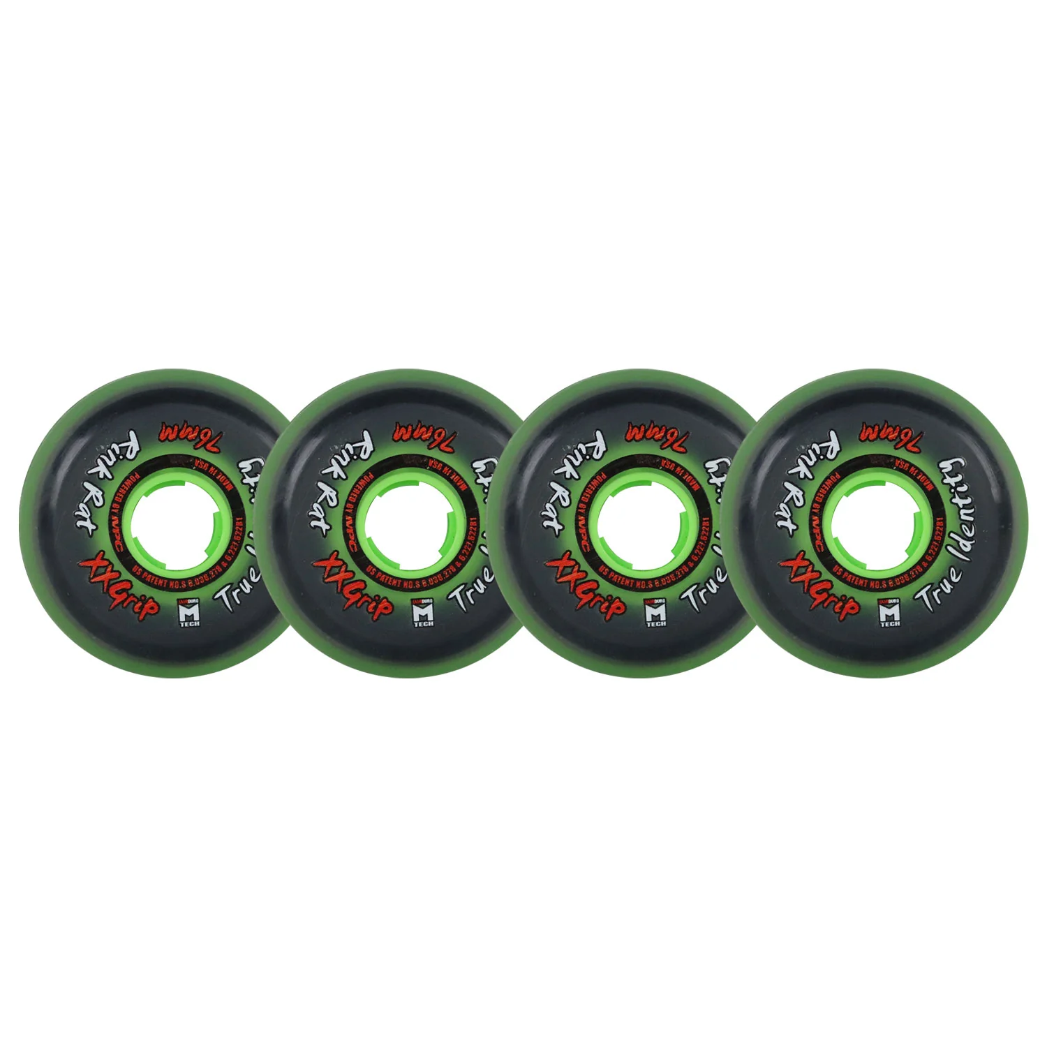 Rink Rat Roller Hockey Wheels - True Identity XX 76mm 79A Green (4-Pack)