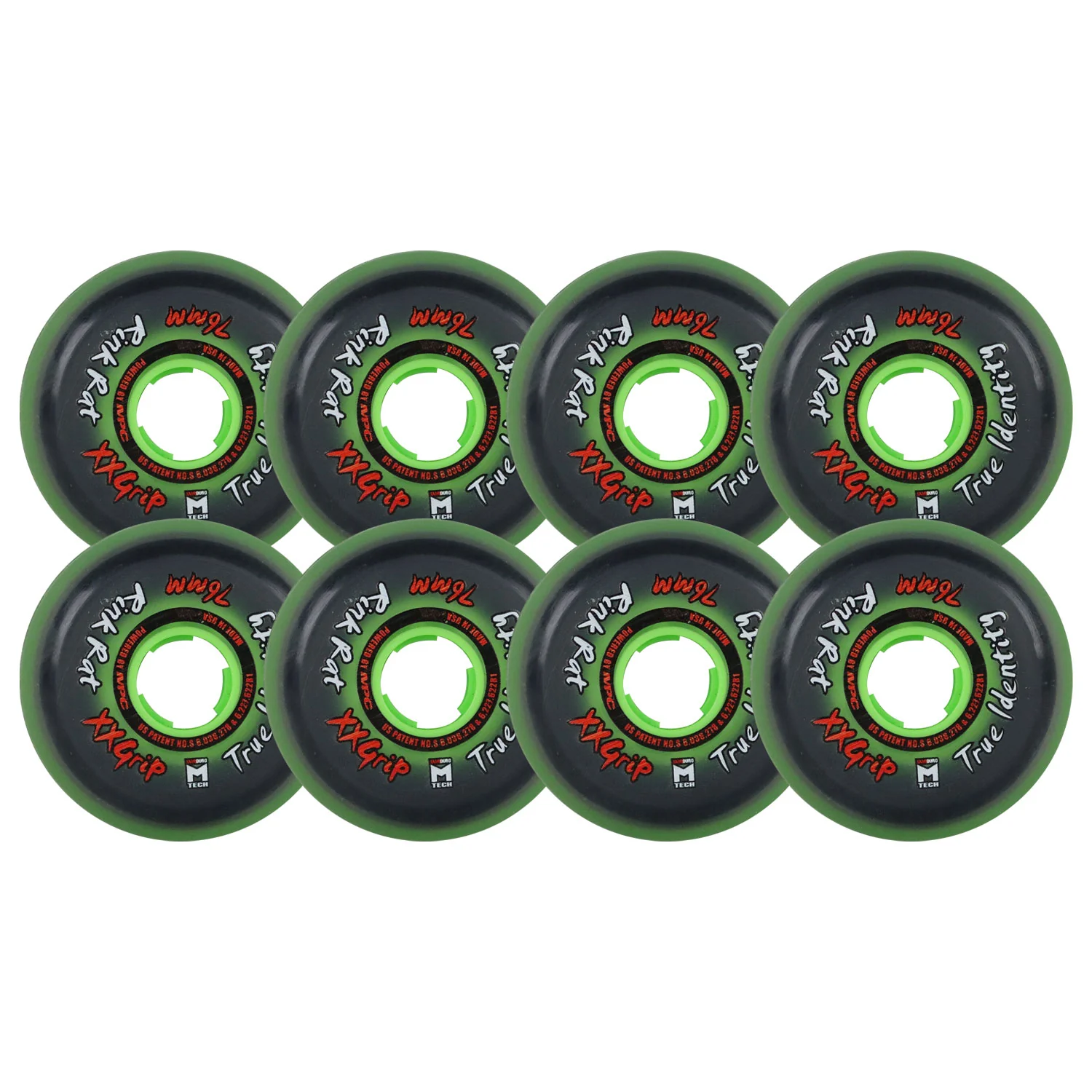 Rink Rat Roller Hockey Wheels - True Identity XX 76mm 79A Green (8-Pack)