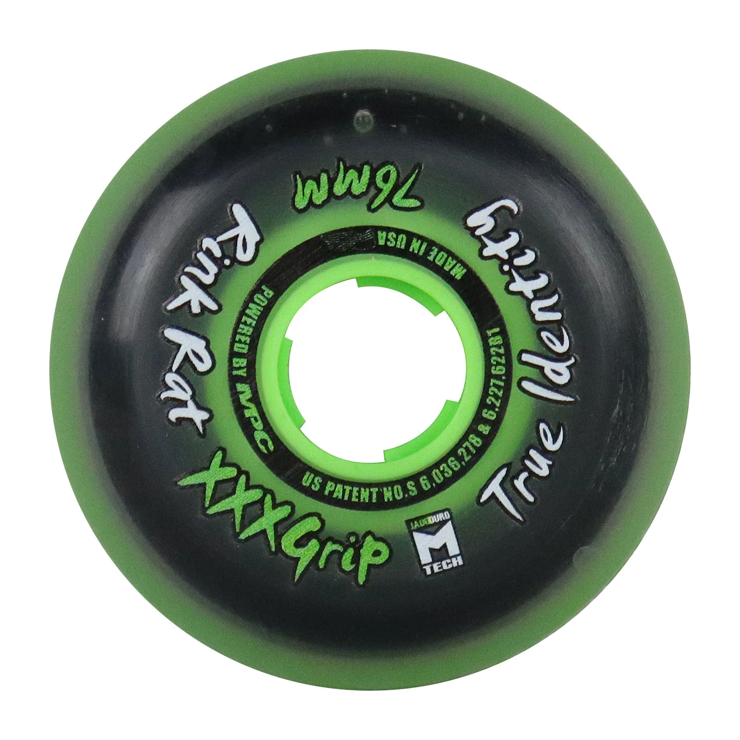 Rink Rat Roller Hockey Wheels - True Identity XXX 76mm 76A Green (Single)