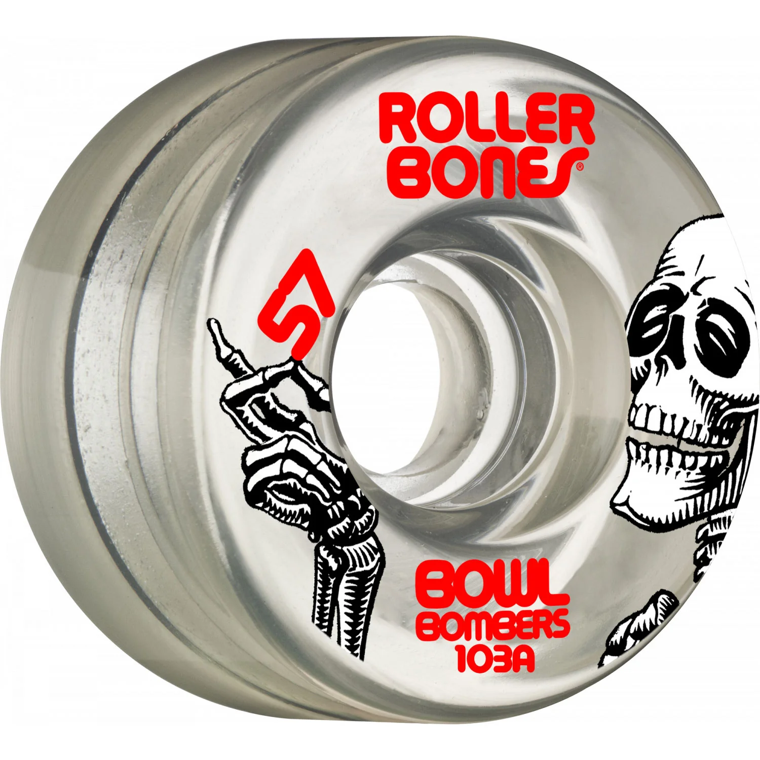Rollerbones Quad Skate Wheels 57mm x 30mm Bowl Bombers 8-Pack 103A Clear - Image 2