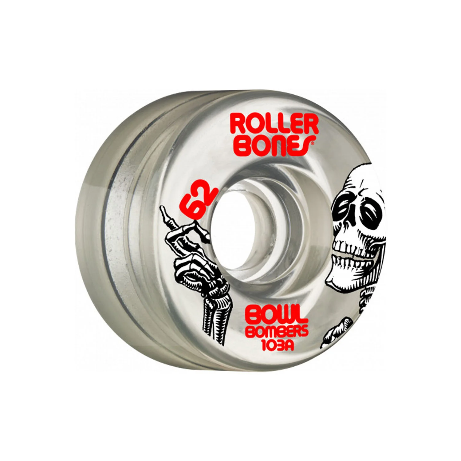 Rollerbones Quad Skate Wheels 62mm x 30mm Bowl Bombers 8-Pack 103A Clear - Image 2