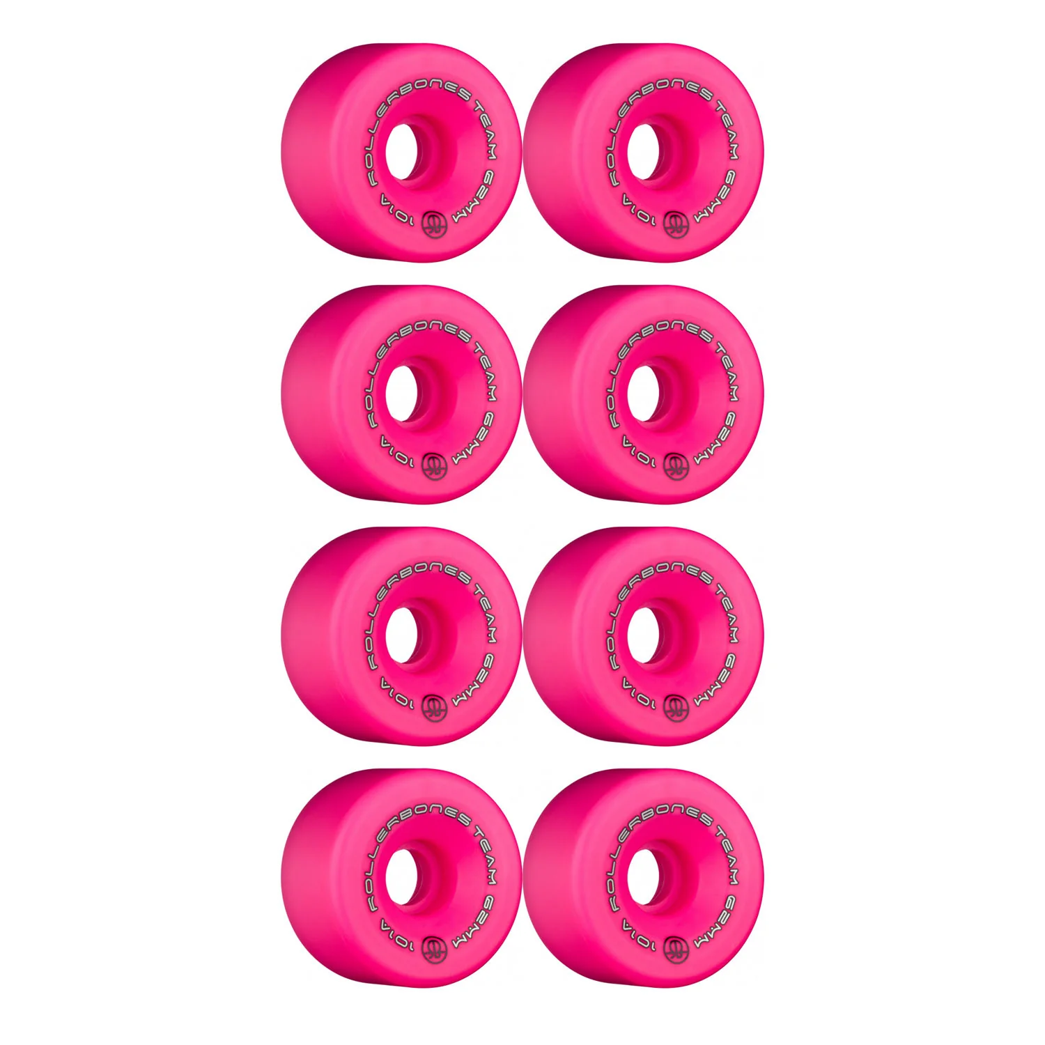 Rollerbones Quad Skate Wheels 62mm x 30mm Logo 101A 8-Pack Pink