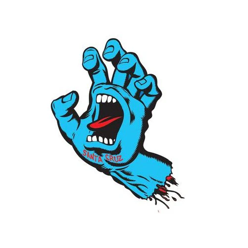 SANTA CRUZ Screaming Hand Decal 6 in Skateboard Sticker BLUE