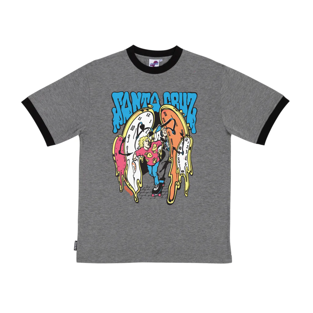 Santa Cruz Shirt Grabke Melting Clock Ringer Gunmetal Heather/Black