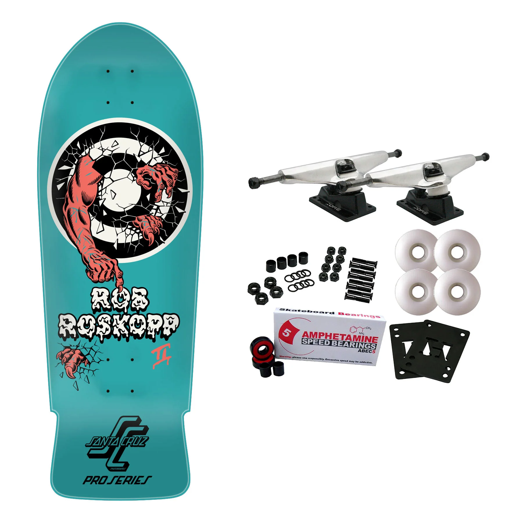 Santa Cruz Skateboard Complete Roskopp Two Reissue 10.35"  x  30.06" Old School