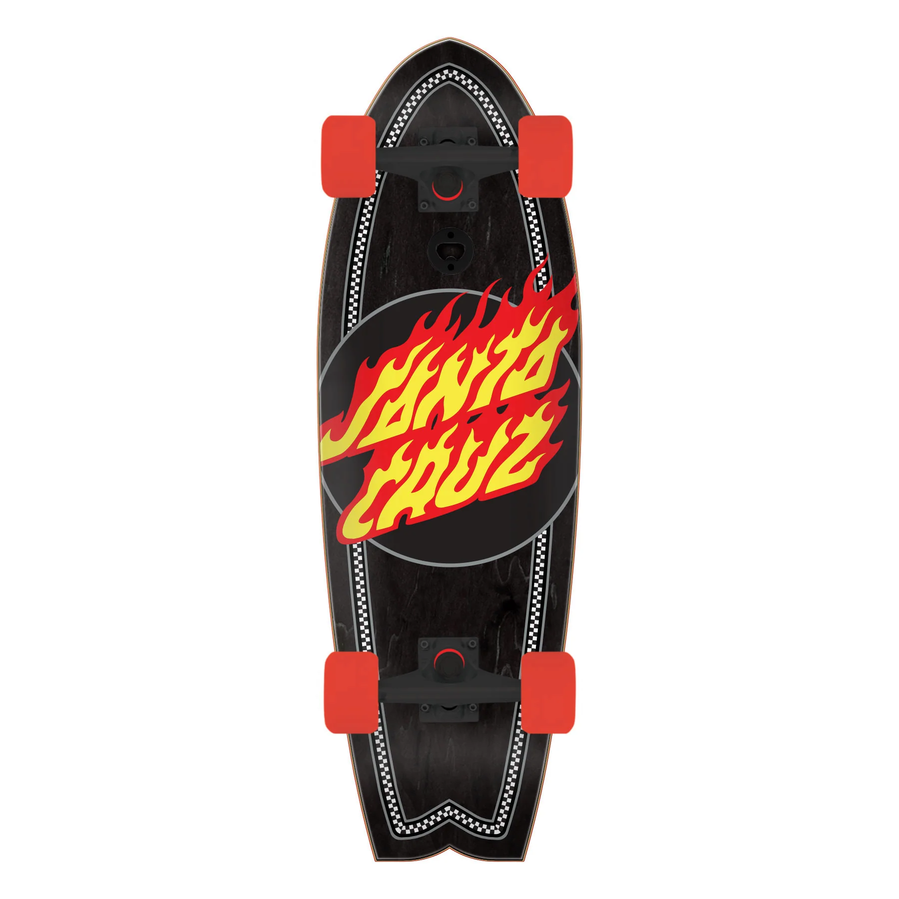 Santa Cruz Skateboard Cruiser Flame Dot Check Shark 8.81" x 27.69" - Image 2
