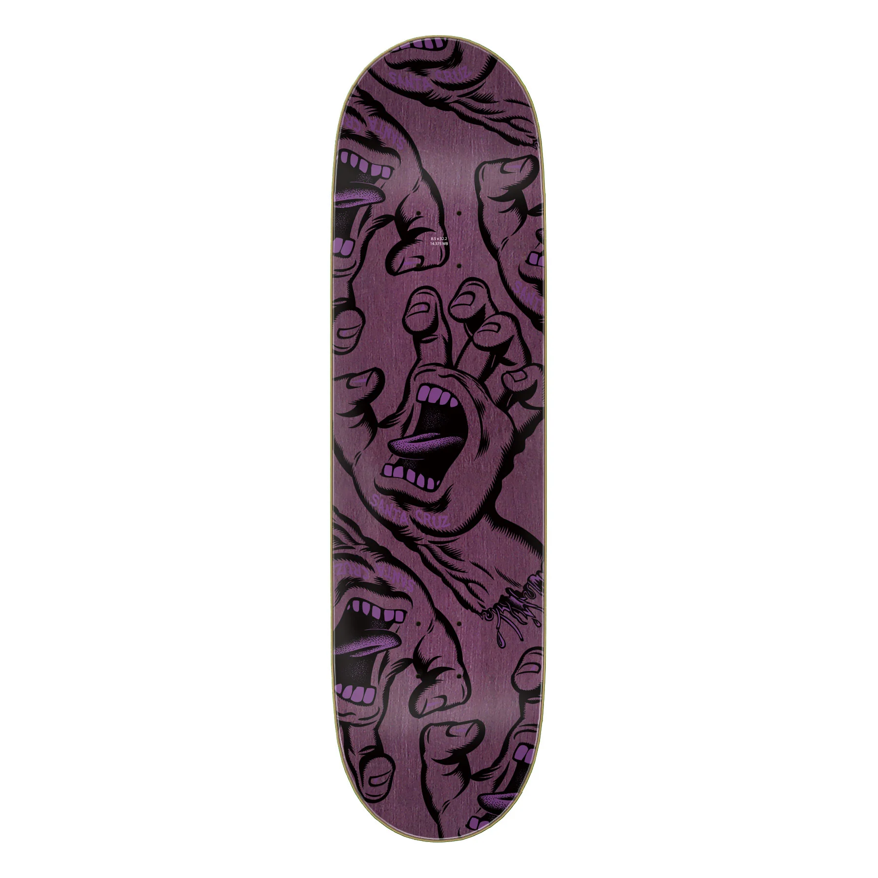 Santa Cruz Skateboard Deck Crowded Hand 8.5" x 32.2" - Image 2