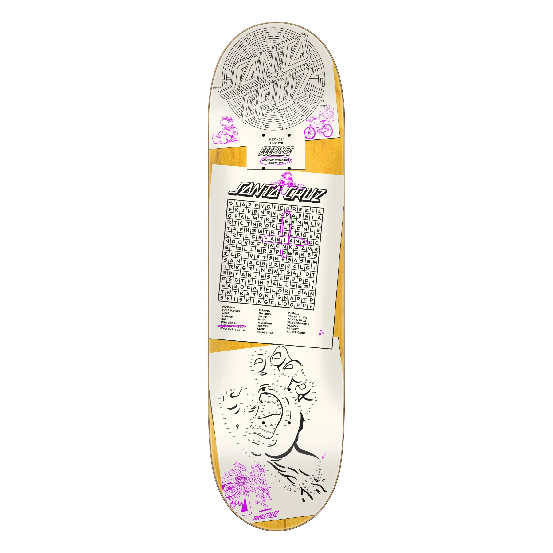 Santa Cruz Skateboard Deck Delfino Scribble FeelBase 8.25" x 31" - Image 2