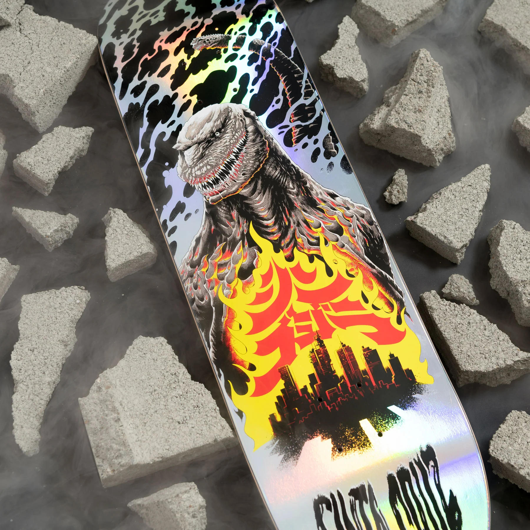Santa Cruz Skateboard Deck Godzilla Shin Knox Firepit 8.5" x 32.2" - Image 3